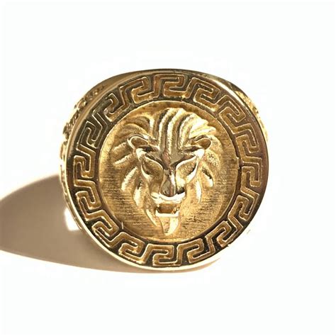 versace gold ring 18k lion|versace ring real gold.